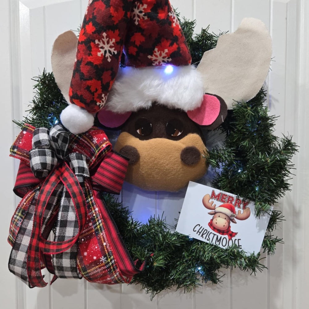 Merry ChristMoose.   Christmas Wreath/Door Decor